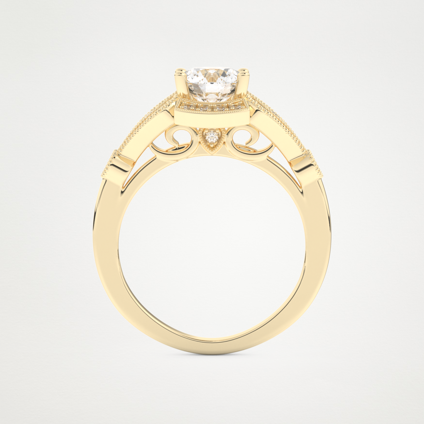 Round Milgrain Lab Grown Diamond Engagement Ring