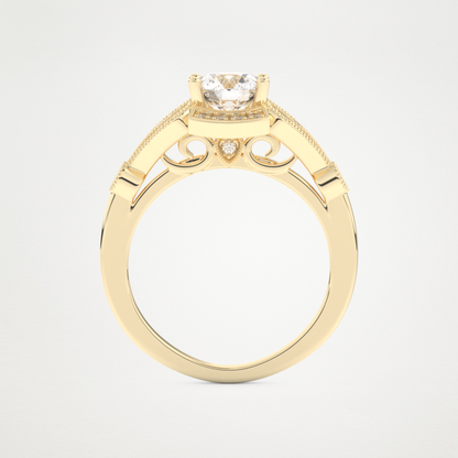 Round Milgrain Lab Grown Diamond Engagement Ring