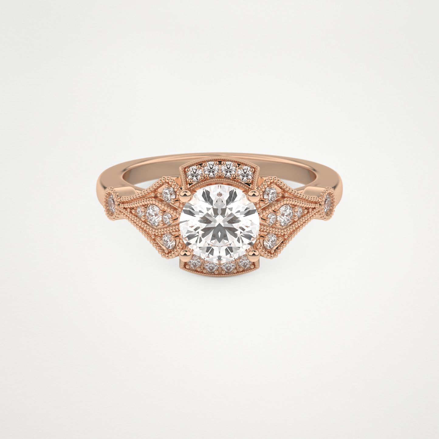 Round Milgrain Lab Grown Diamond Engagement Ring
