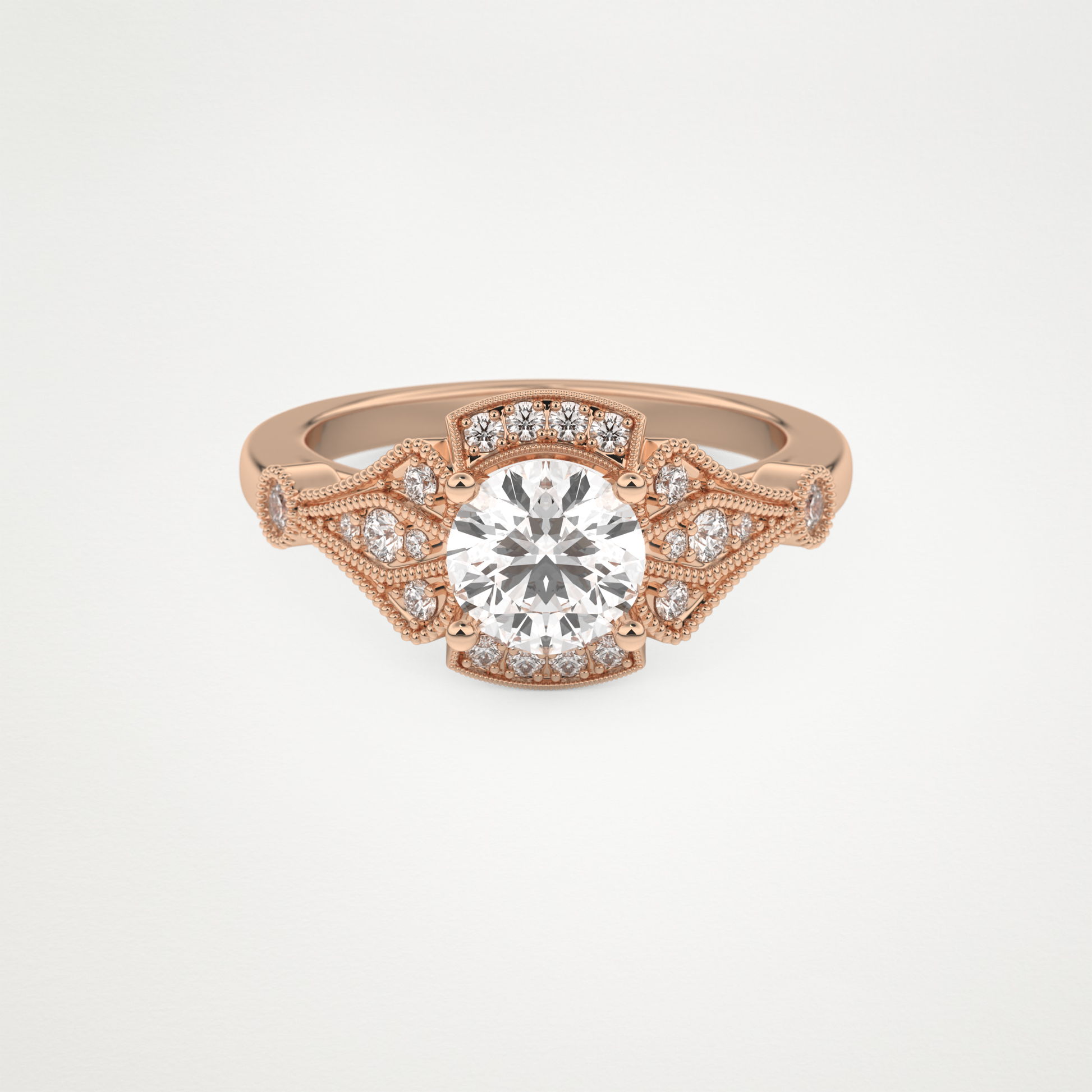 Round Milgrain Lab Grown Diamond Engagement Ring