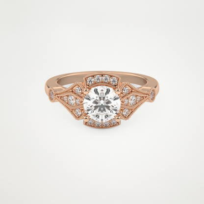 Round Milgrain Lab Grown Diamond Engagement Ring