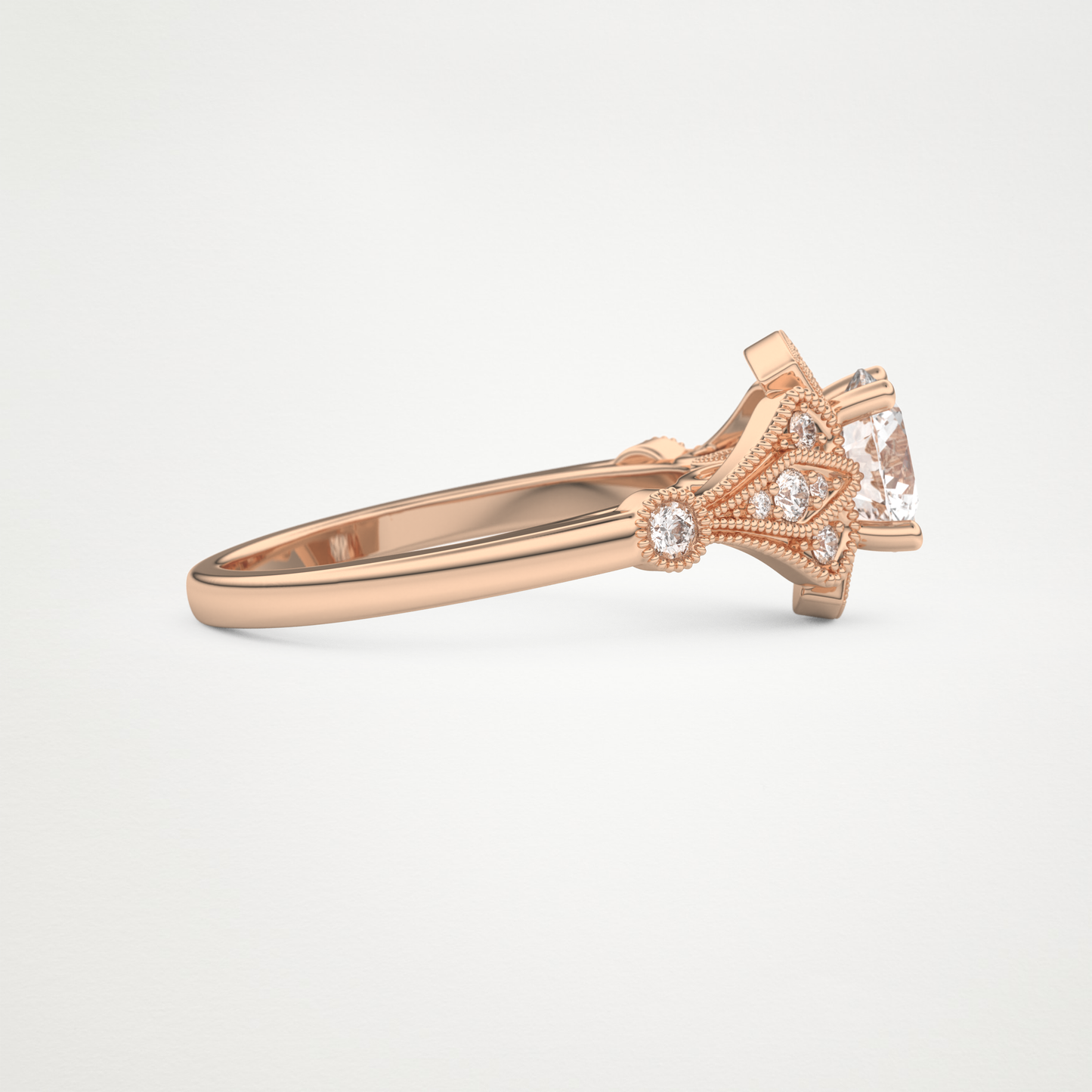 Round Milgrain Lab Grown Diamond Engagement Ring