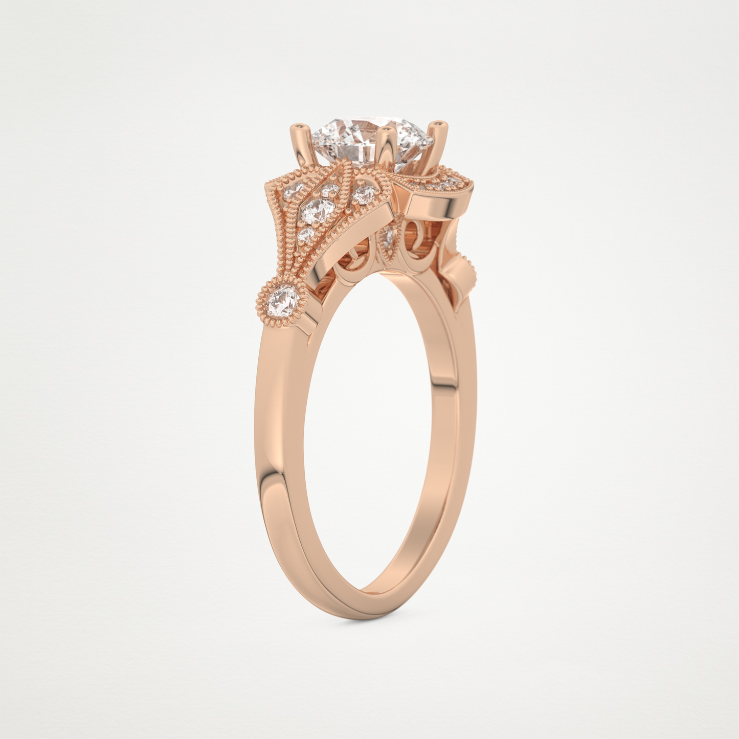 Round Milgrain Lab Grown Diamond Engagement Ring