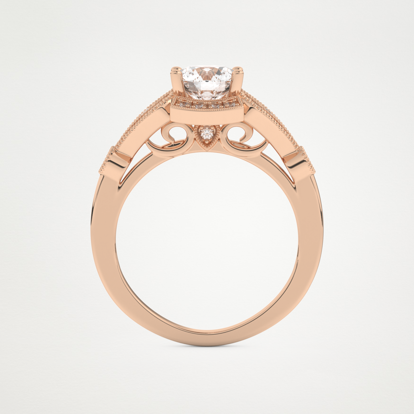 Round Milgrain Lab Grown Diamond Engagement Ring