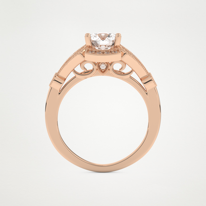 Round Milgrain Lab Grown Diamond Engagement Ring