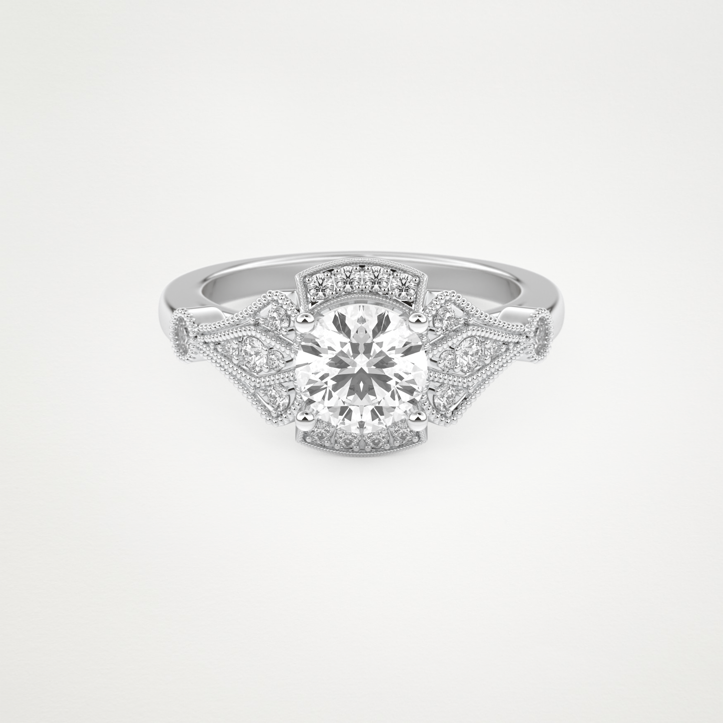 Round Milgrain Lab Grown Diamond Engagement Ring