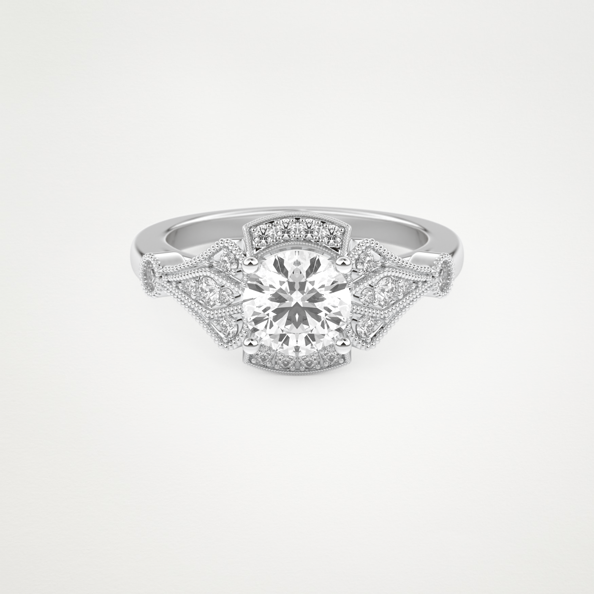 Round Milgrain Lab Grown Diamond Engagement Ring