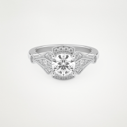 Round Milgrain Lab Grown Diamond Engagement Ring