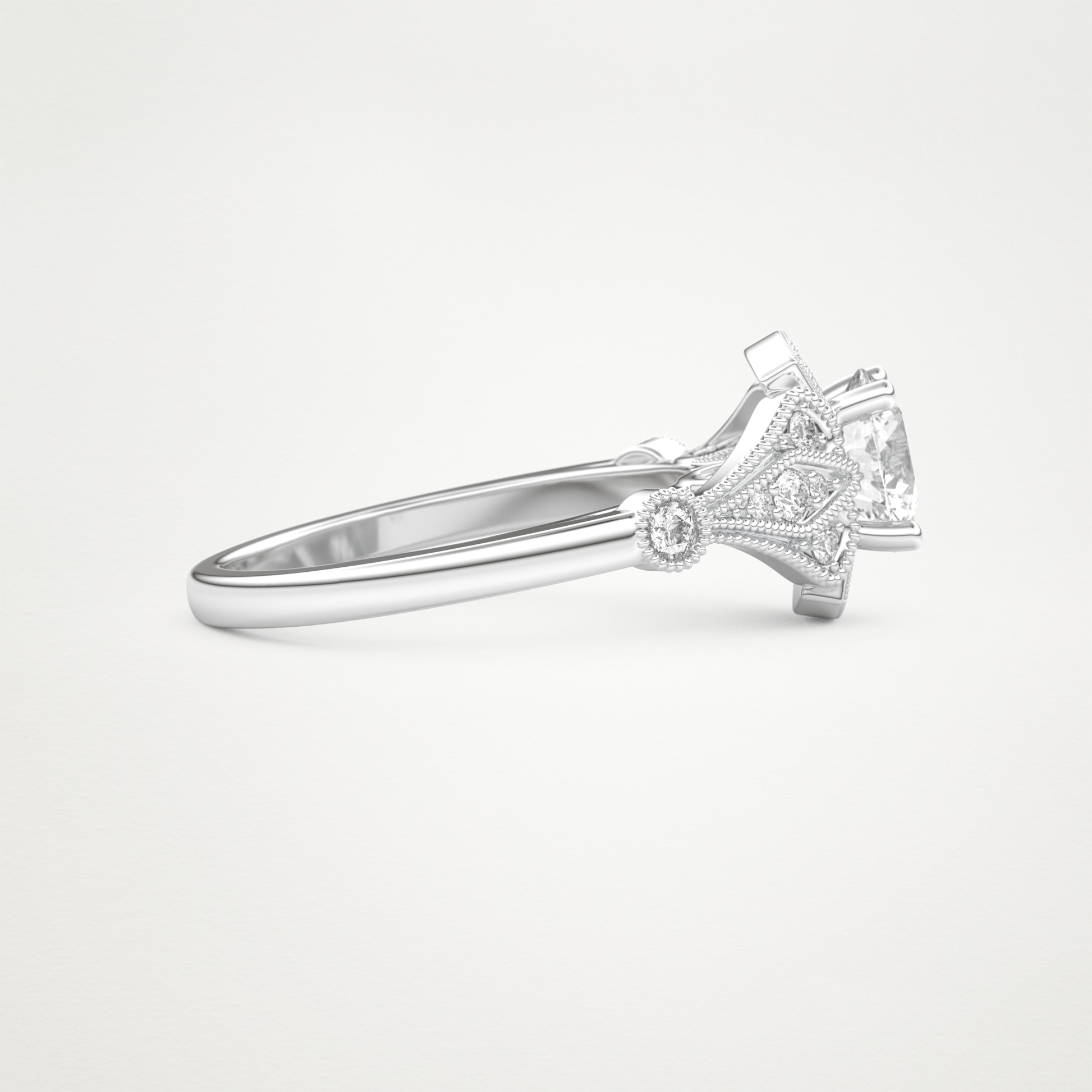 Round Milgrain Lab Grown Diamond Engagement Ring