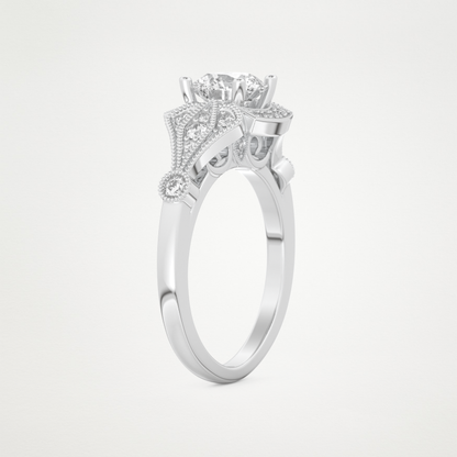 Round Milgrain Lab Grown Diamond Engagement Ring