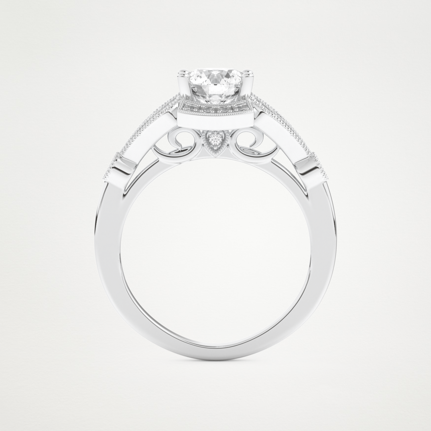 Round Milgrain Lab Grown Diamond Engagement Ring