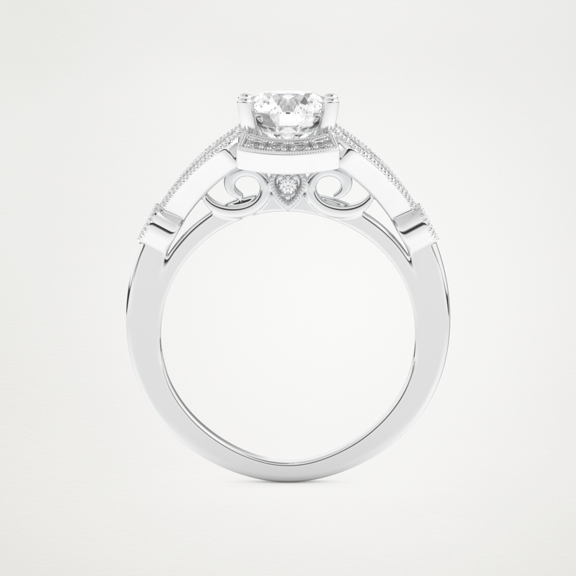 Round Milgrain Lab Grown Diamond Engagement Ring