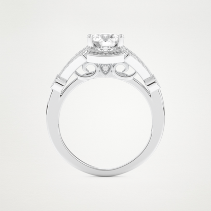 Round Milgrain Lab Grown Diamond Engagement Ring