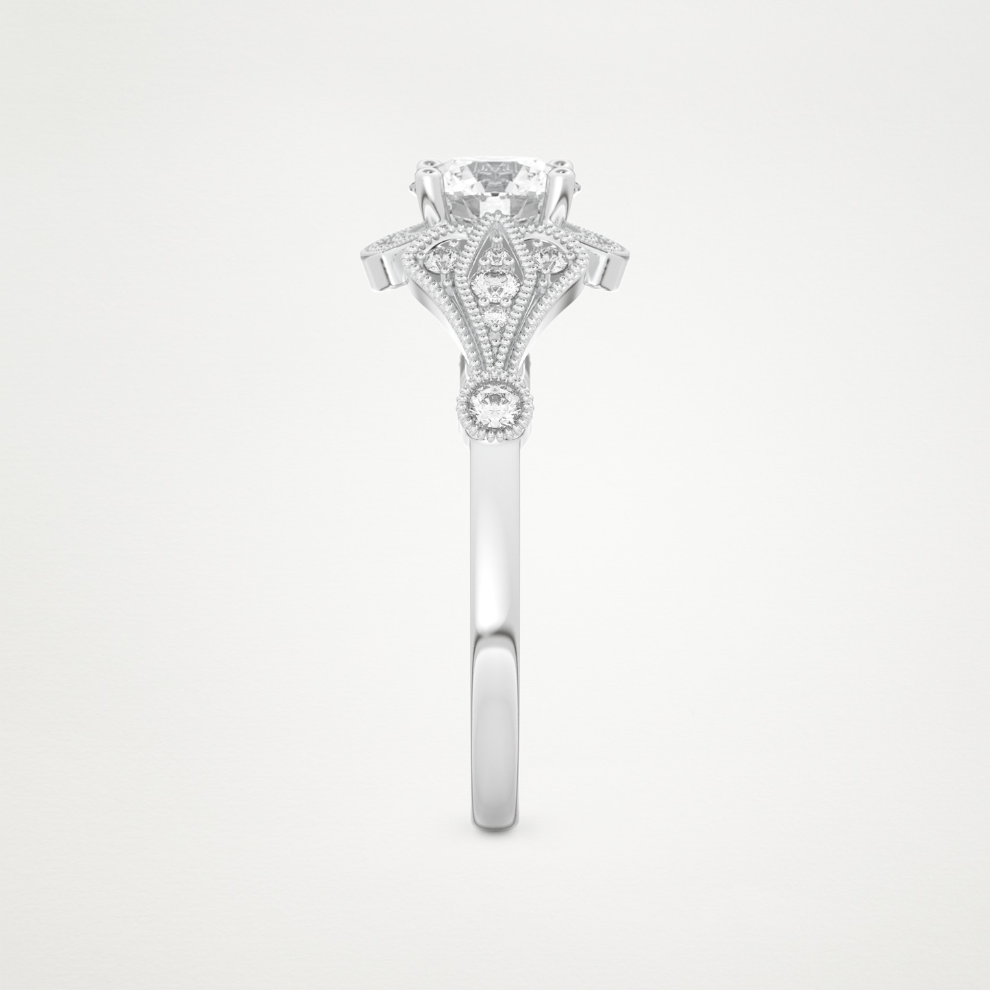 Round Milgrain Lab Grown Diamond Engagement Ring