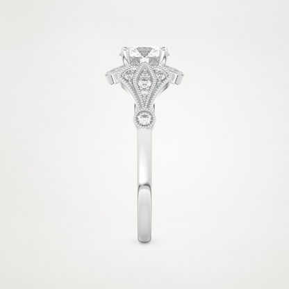 Round Milgrain Lab Grown Diamond Engagement Ring