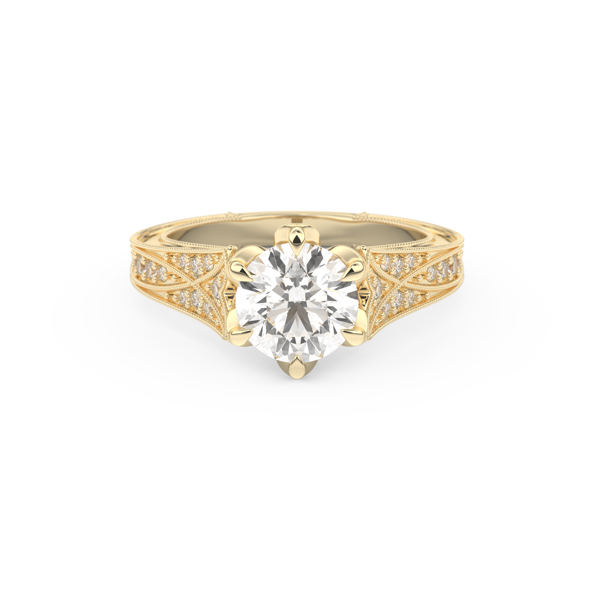 Round Pave Lab Grown Diamond Engagement Ring