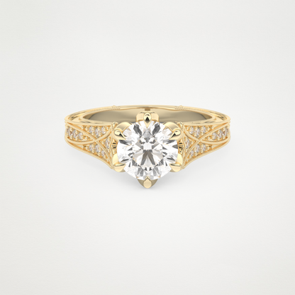 Round Pave Lab Grown Diamond Engagement Ring