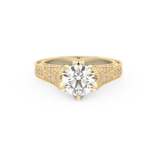 Round Pave Lab Grown Diamond Engagement Ring