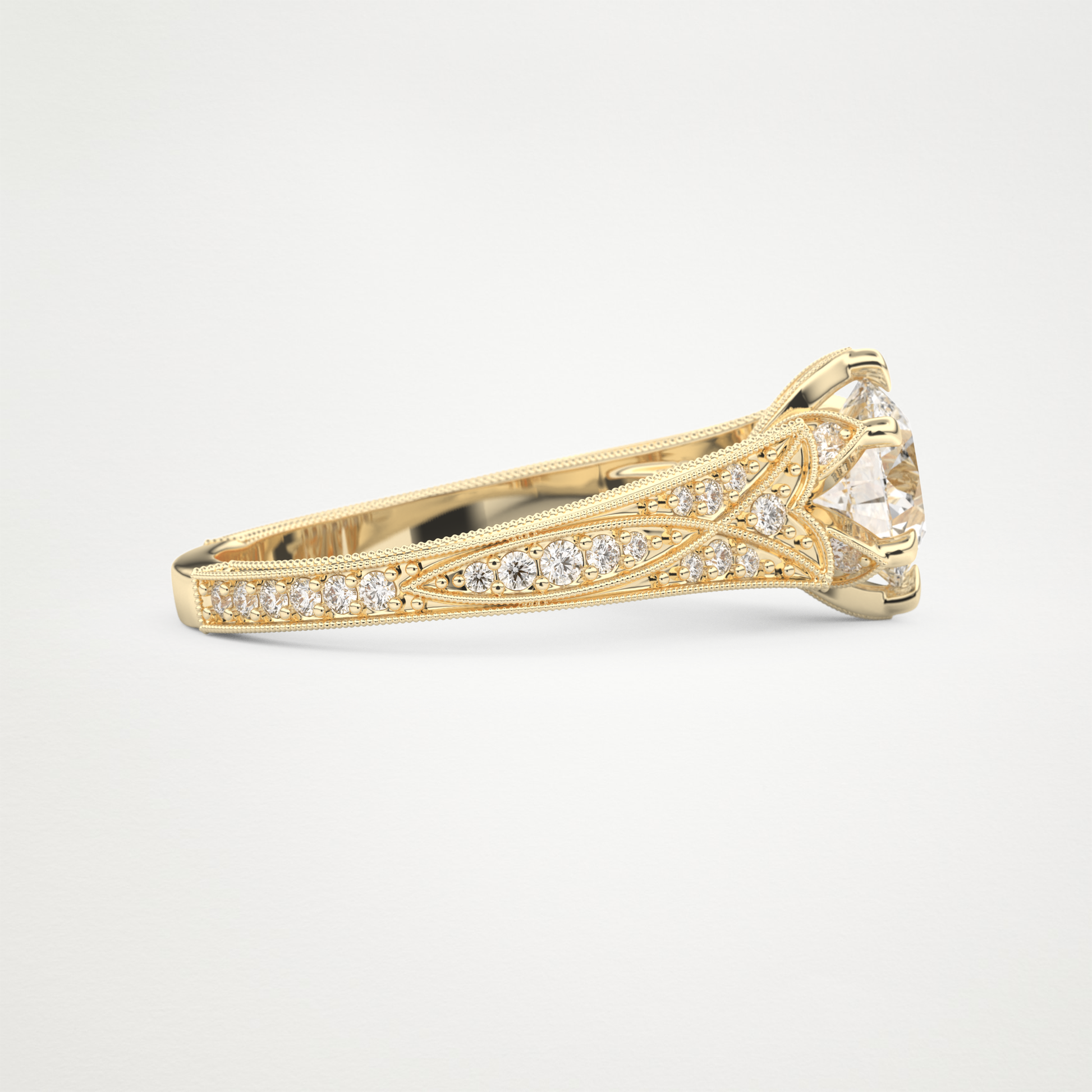 Round Pave Lab Grown Diamond Engagement Ring