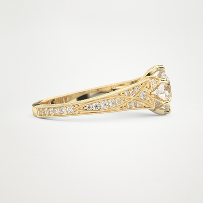 Round Pave Lab Grown Diamond Engagement Ring