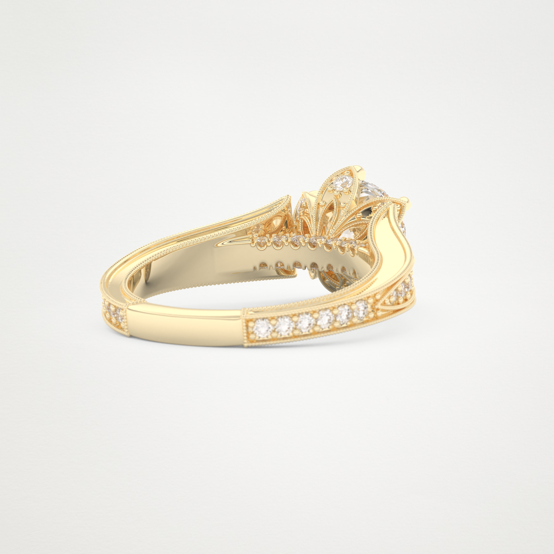 Round Pave Lab Grown Diamond Engagement Ring