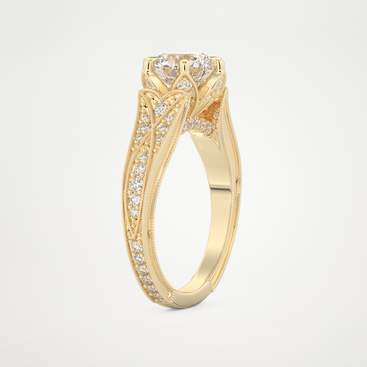 Round Pave Lab Grown Diamond Engagement Ring