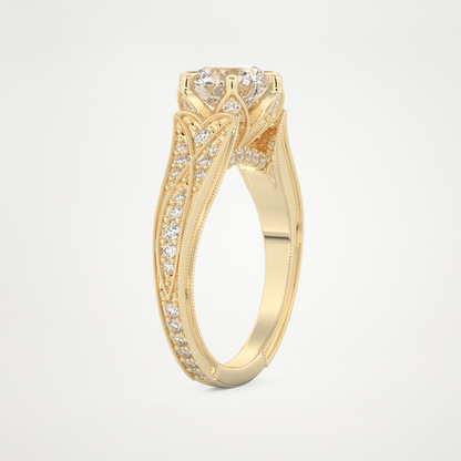 Round Pave Lab Grown Diamond Engagement Ring