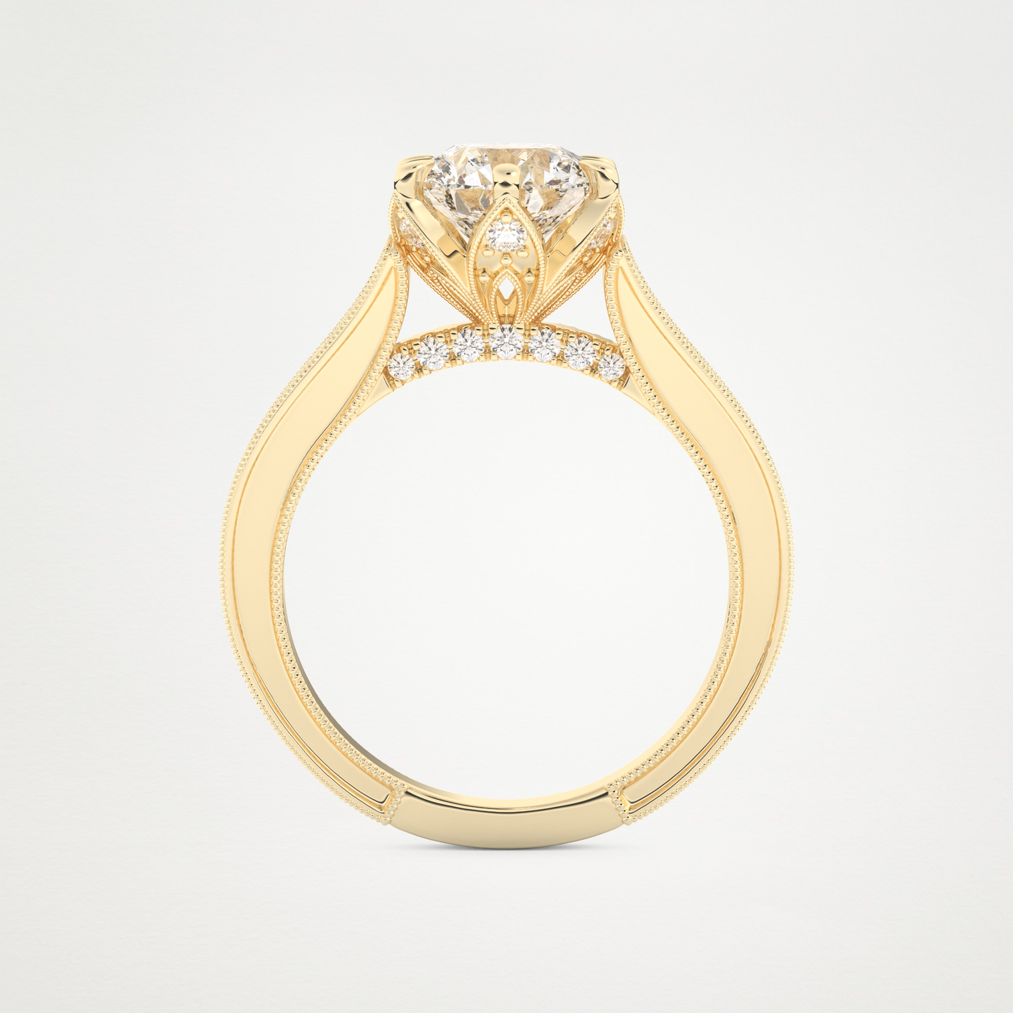 Round Pave Lab Grown Diamond Engagement Ring