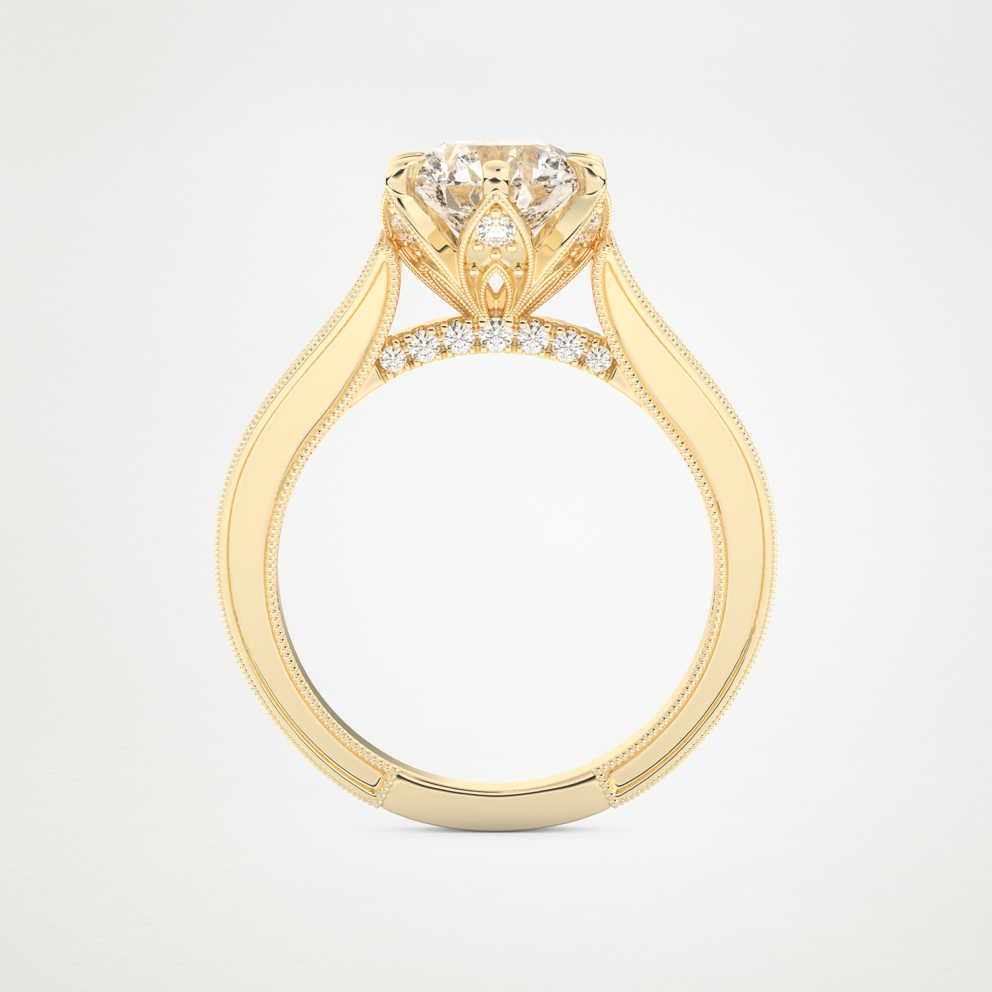 Round Pave Lab Grown Diamond Engagement Ring