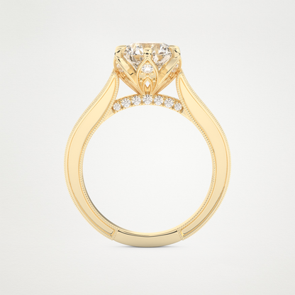 Round Pave Lab Grown Diamond Engagement Ring