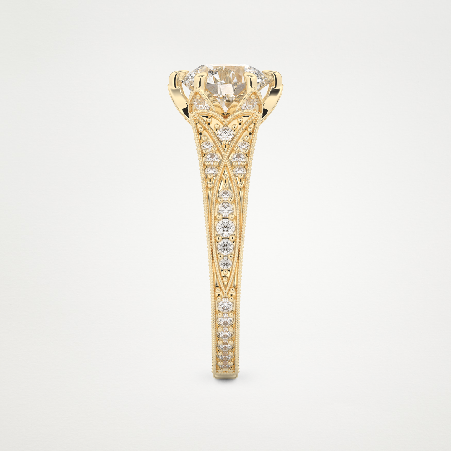 Round Pave Lab Grown Diamond Engagement Ring