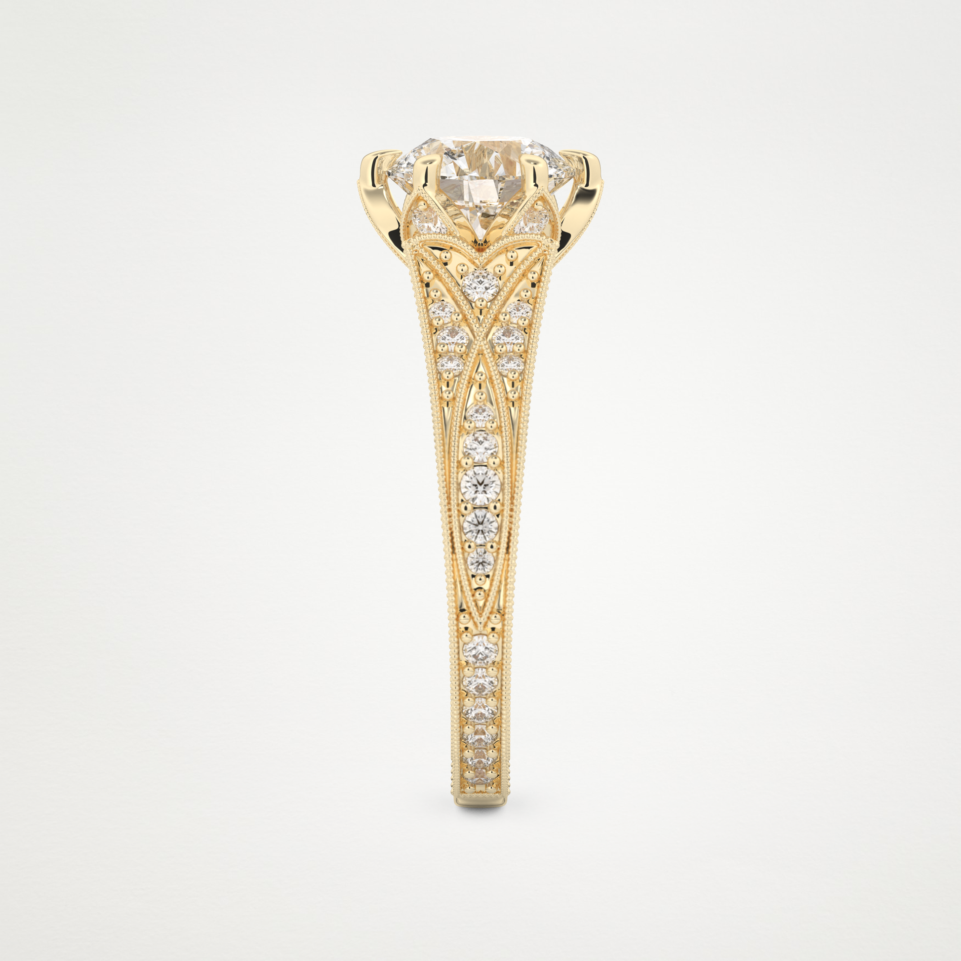 Round Pave Lab Grown Diamond Engagement Ring