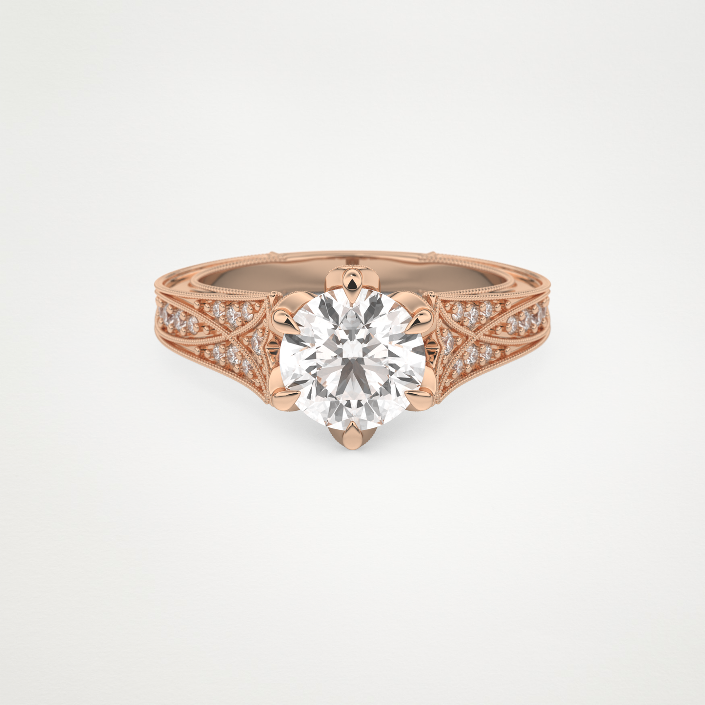 Round Pave Lab Grown Diamond Engagement Ring