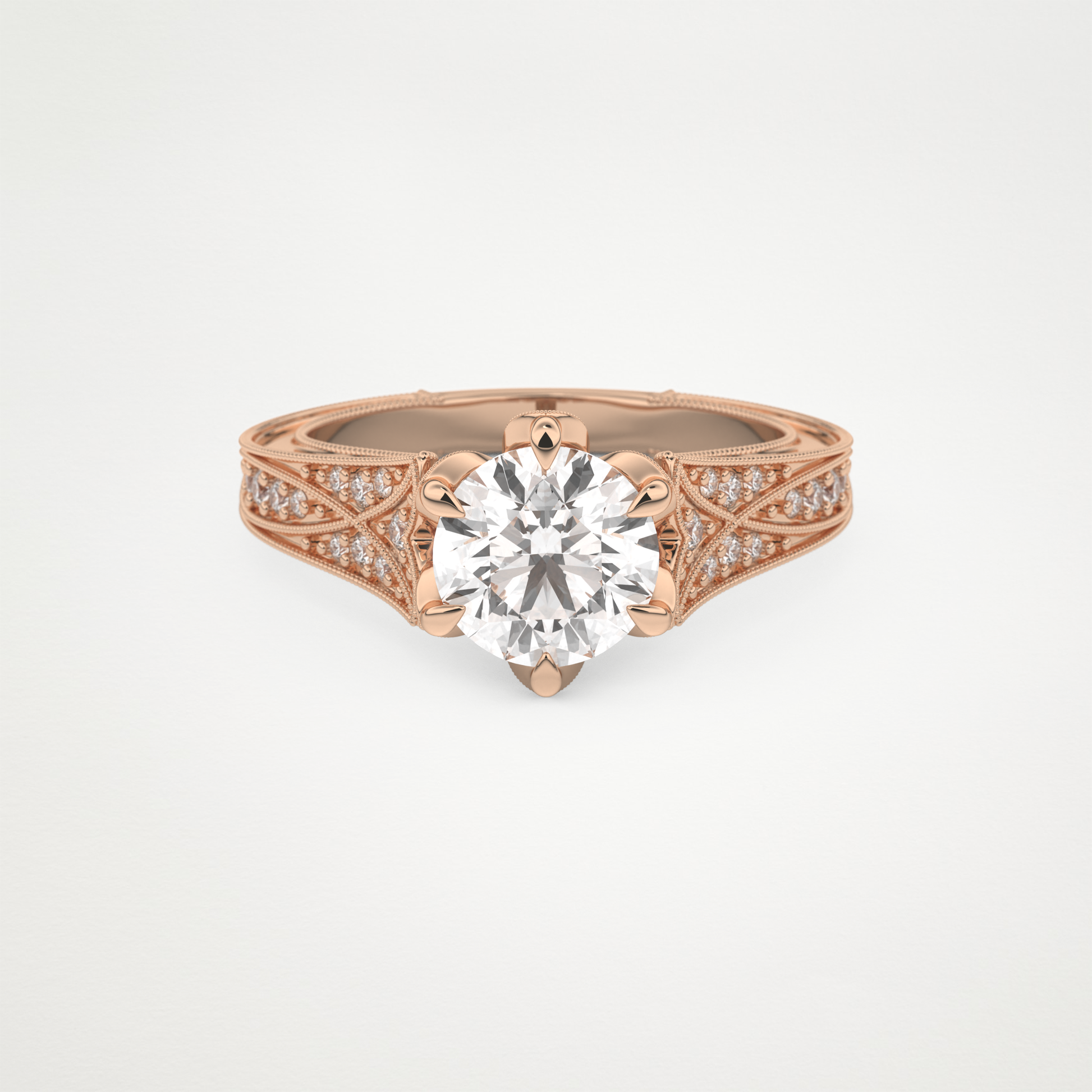 Round Pave Lab Grown Diamond Engagement Ring