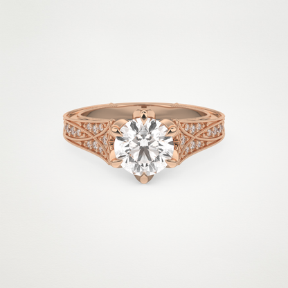 Round Pave Lab Grown Diamond Engagement Ring