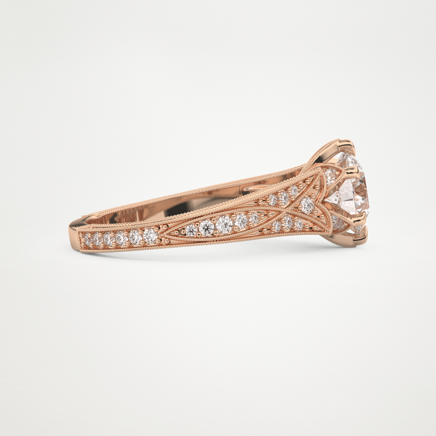 Round Pave Lab Grown Diamond Engagement Ring