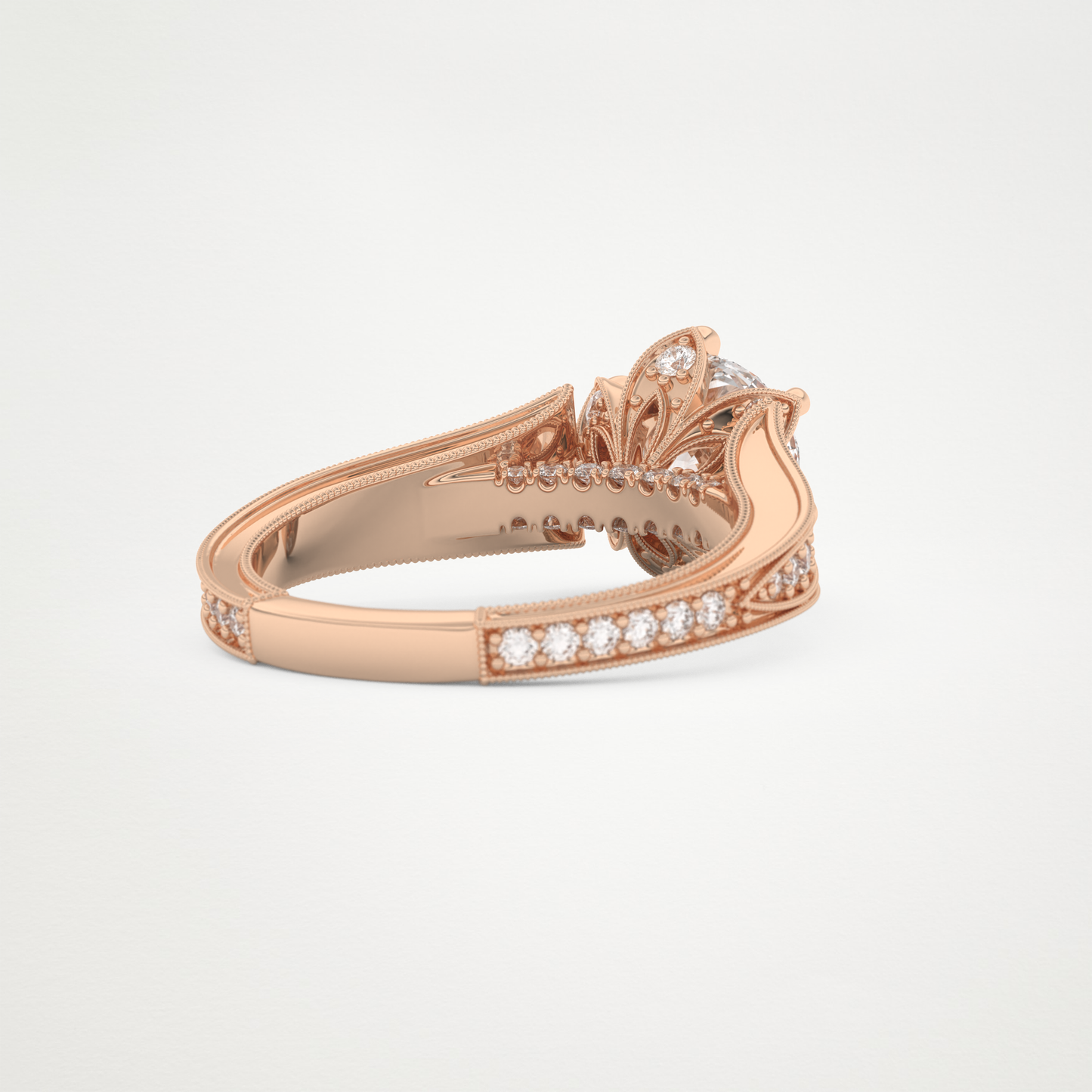 Round Pave Lab Grown Diamond Engagement Ring