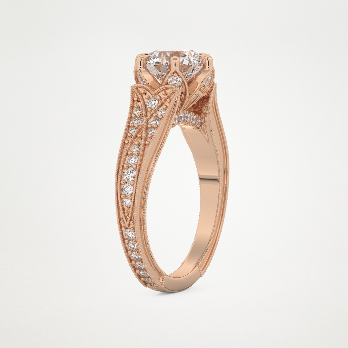 Round Pave Lab Grown Diamond Engagement Ring