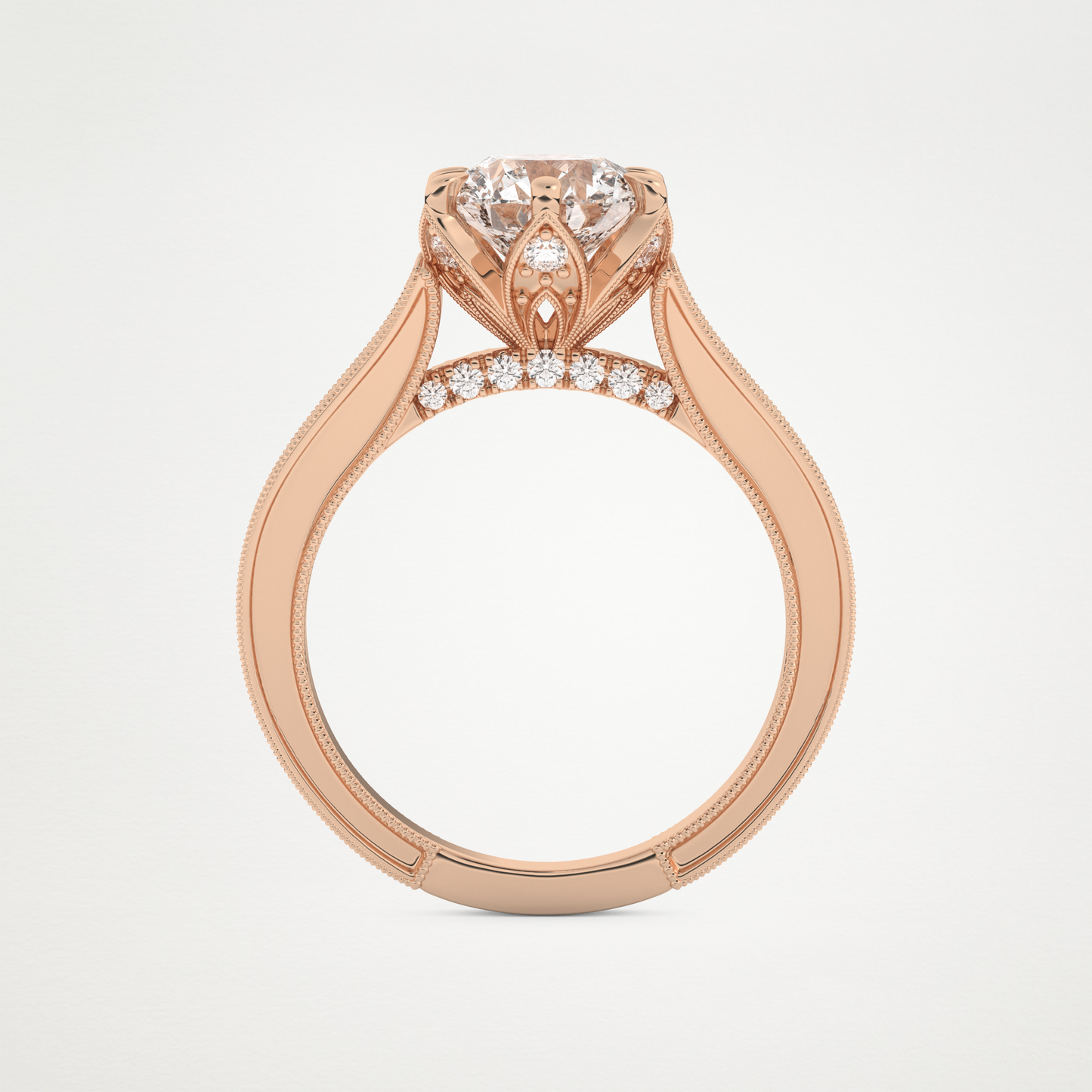 Round Pave Lab Grown Diamond Engagement Ring