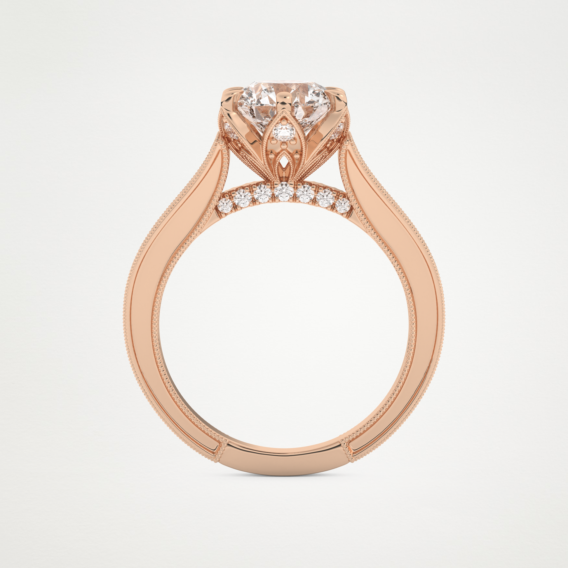 Round Pave Lab Grown Diamond Engagement Ring