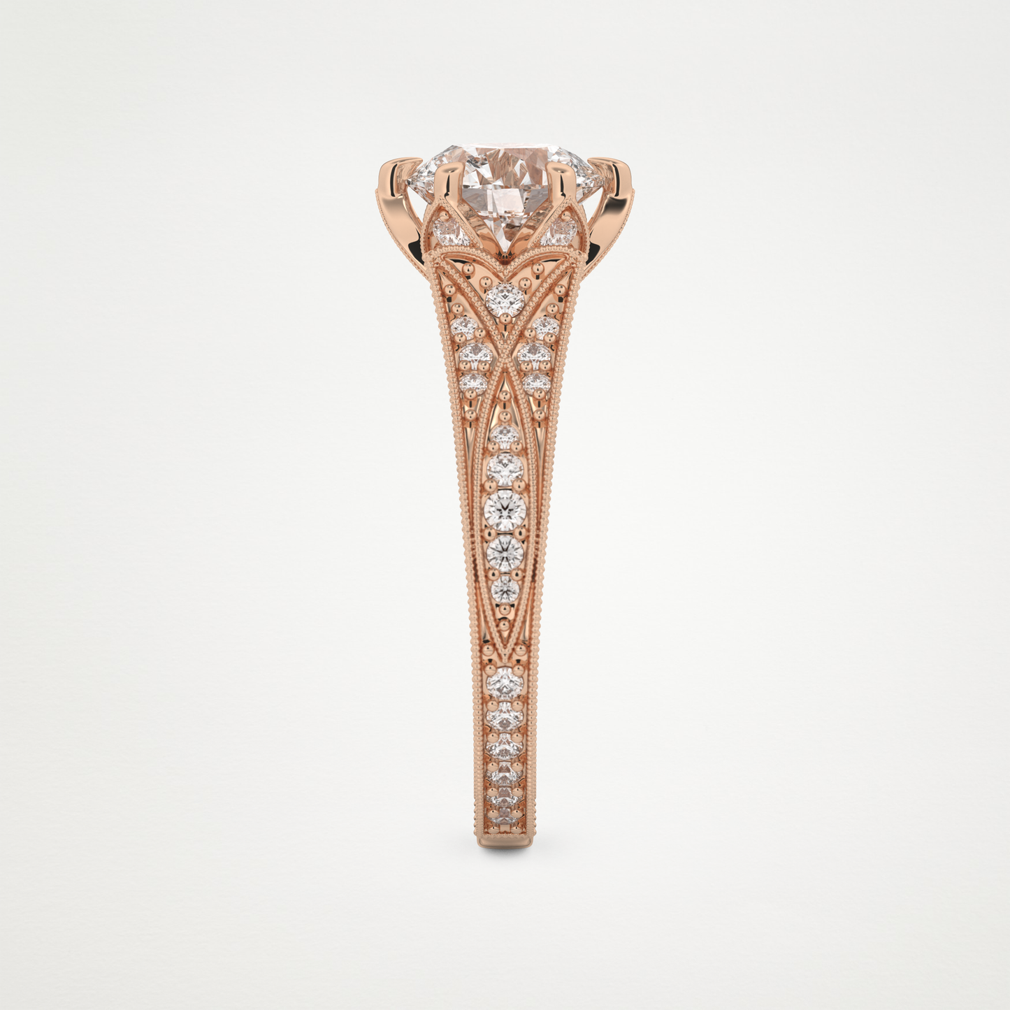 Round Pave Lab Grown Diamond Engagement Ring