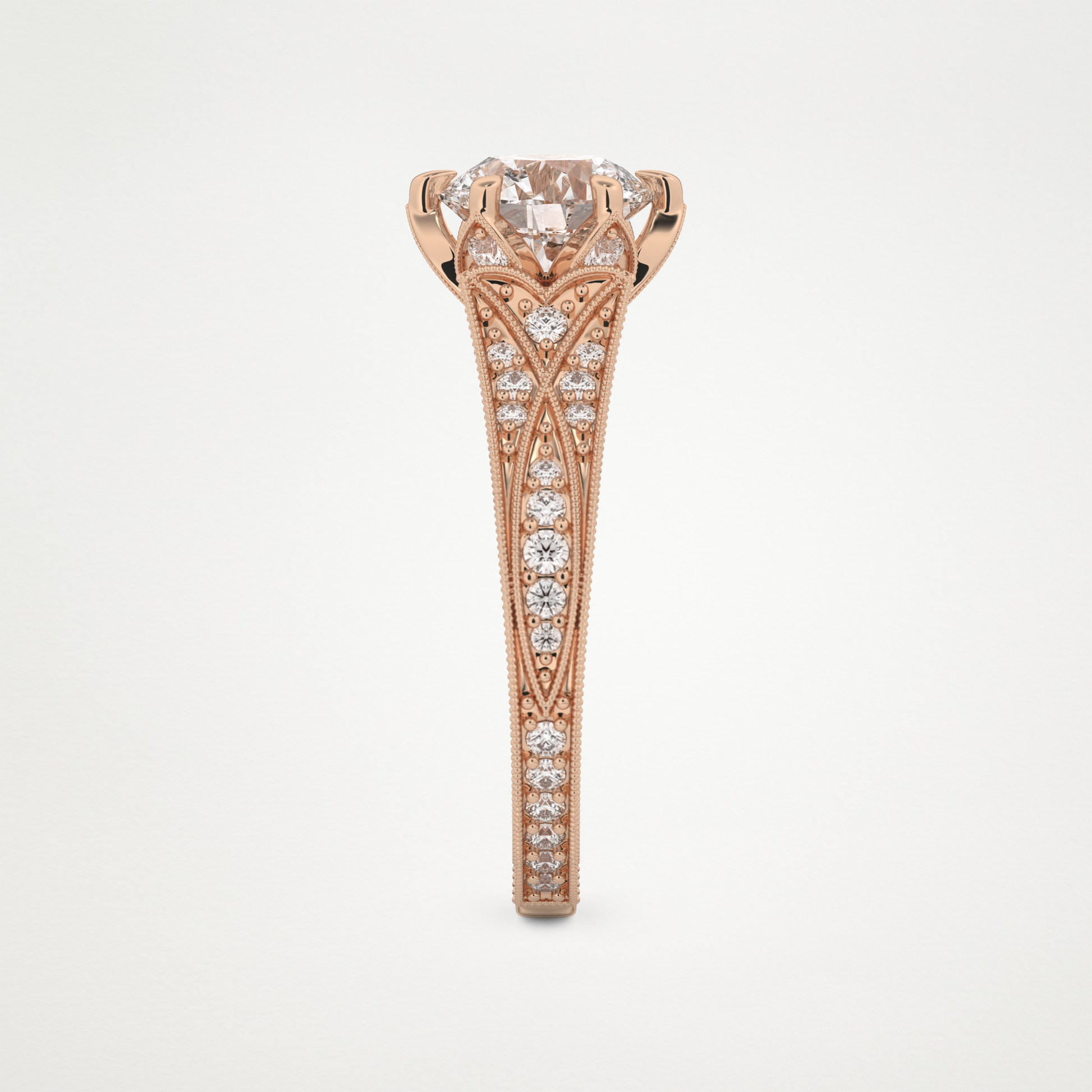 Round Pave Lab Grown Diamond Engagement Ring