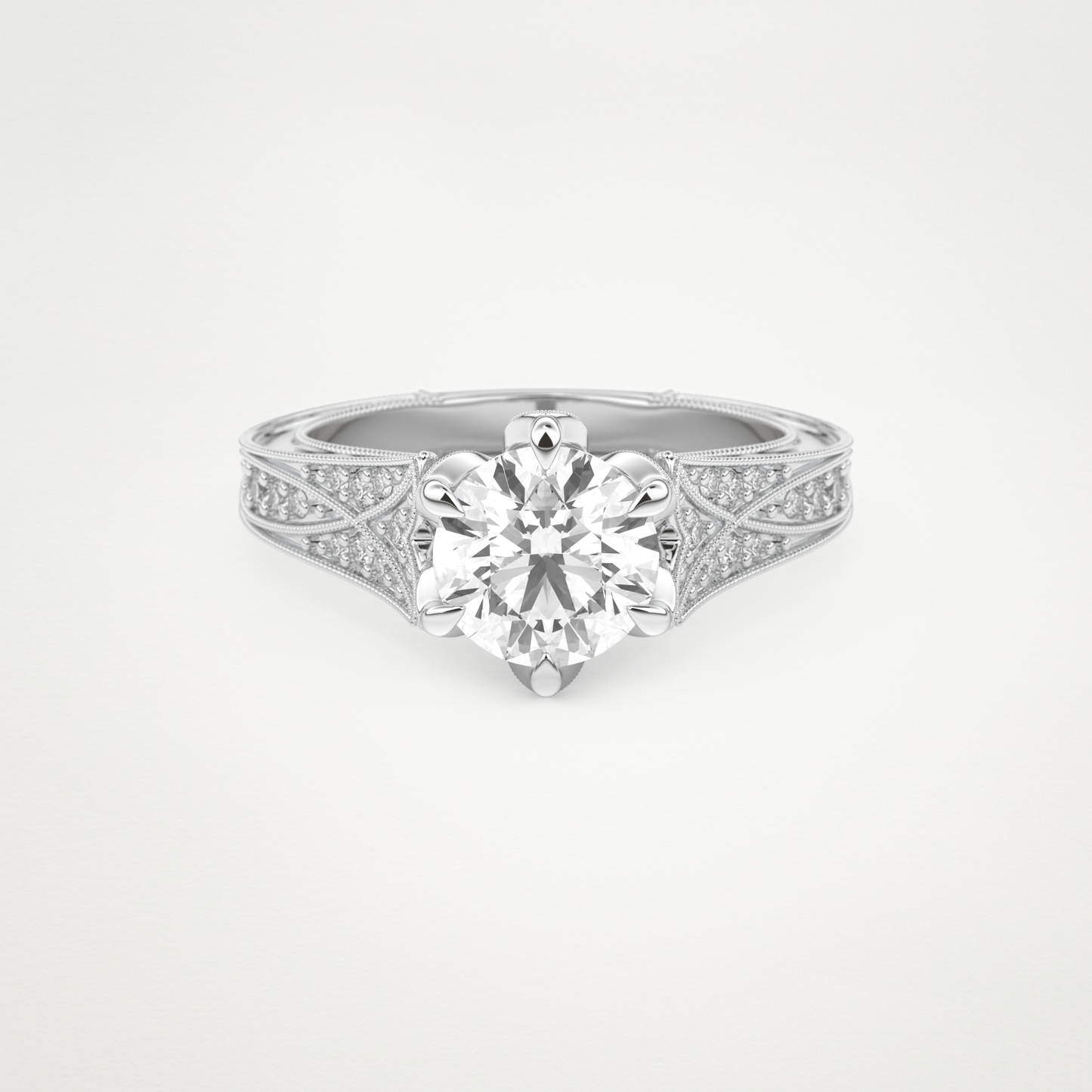 Round Pave Lab Grown Diamond Engagement Ring