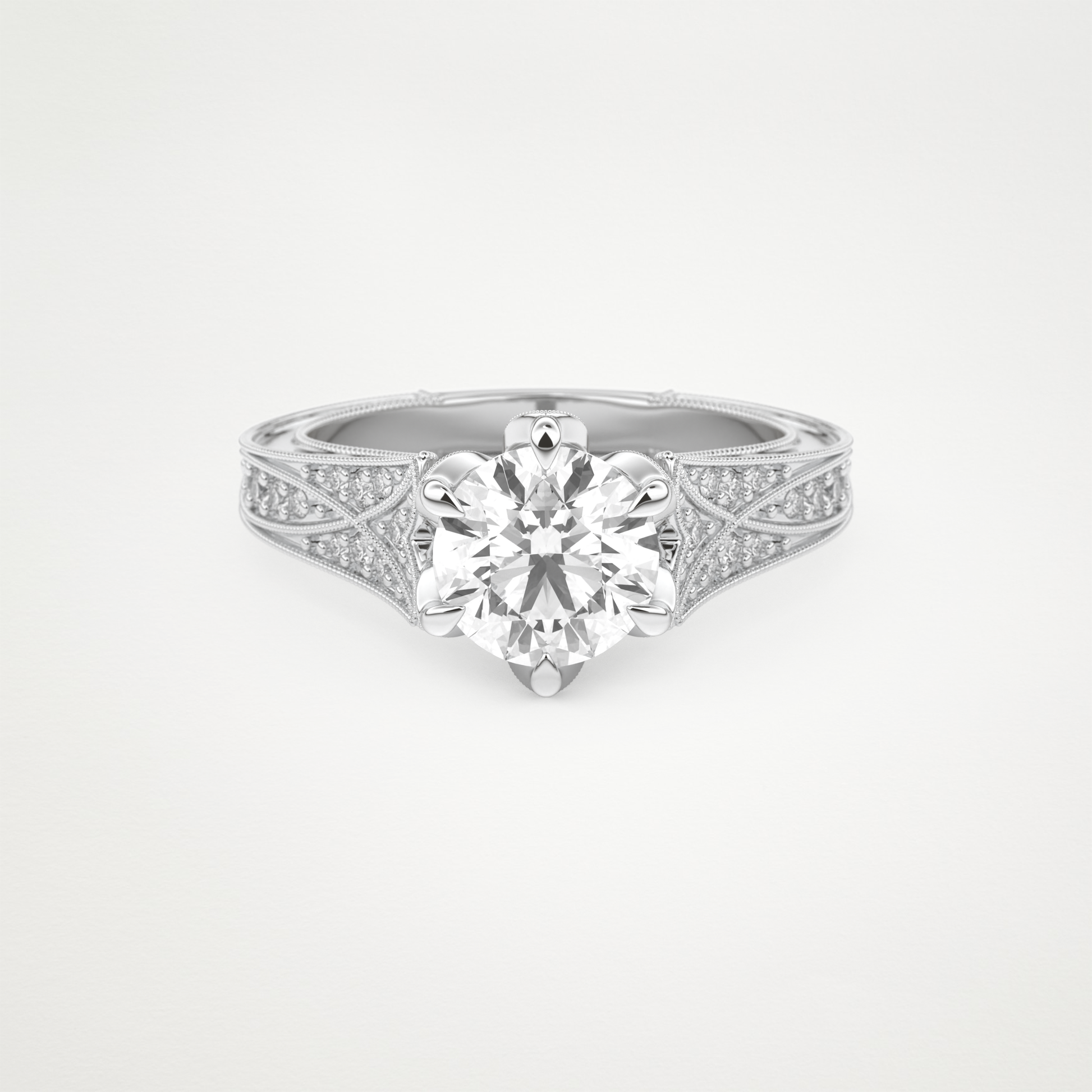 Round Pave Lab Grown Diamond Engagement Ring