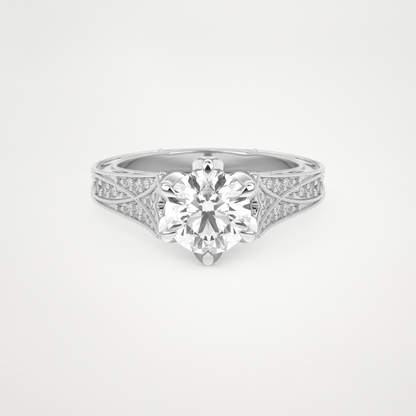 Round Pave Lab Grown Diamond Engagement Ring