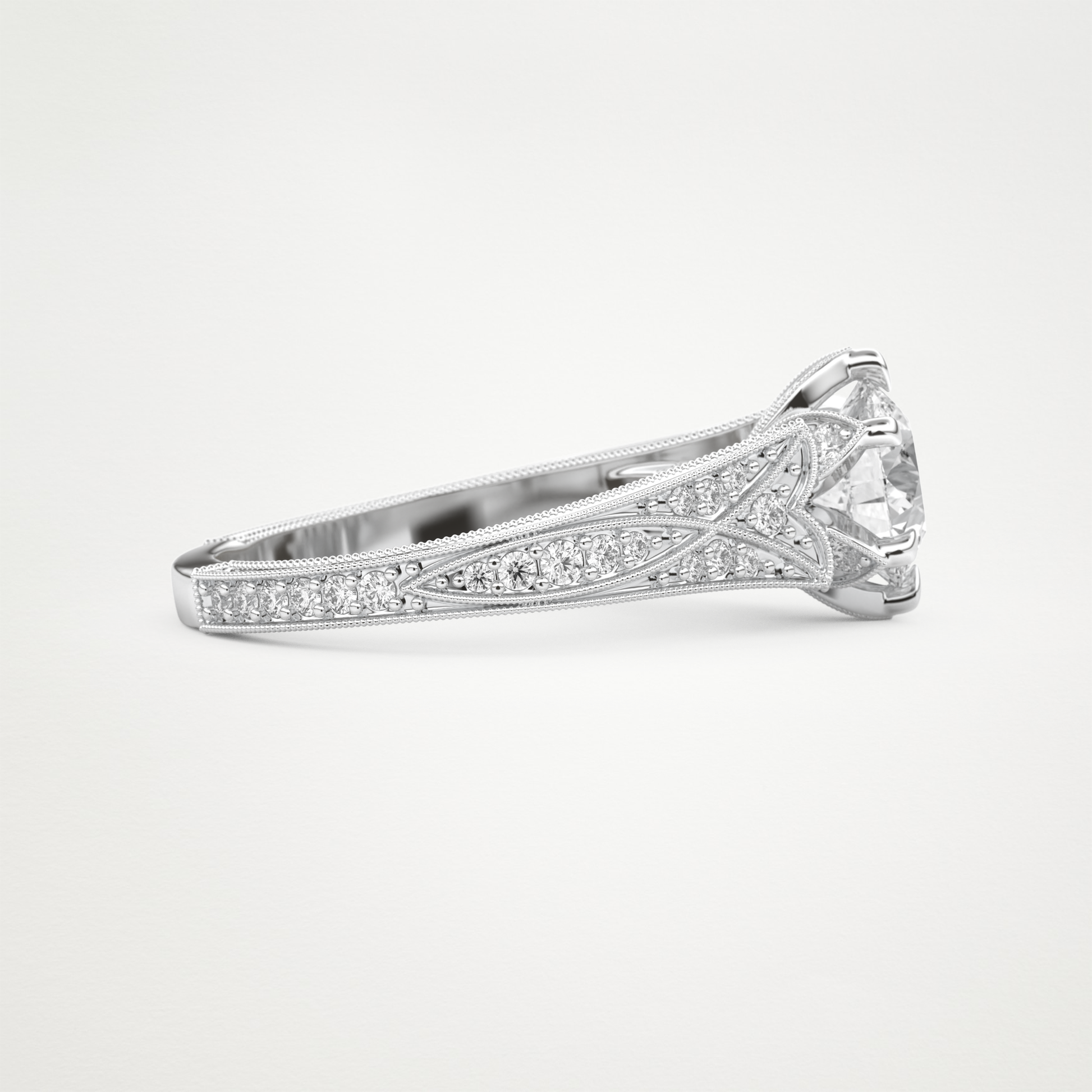 Round Pave Lab Grown Diamond Engagement Ring
