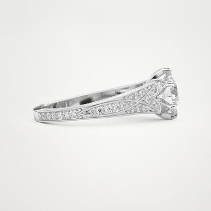 Round Pave Lab Grown Diamond Engagement Ring