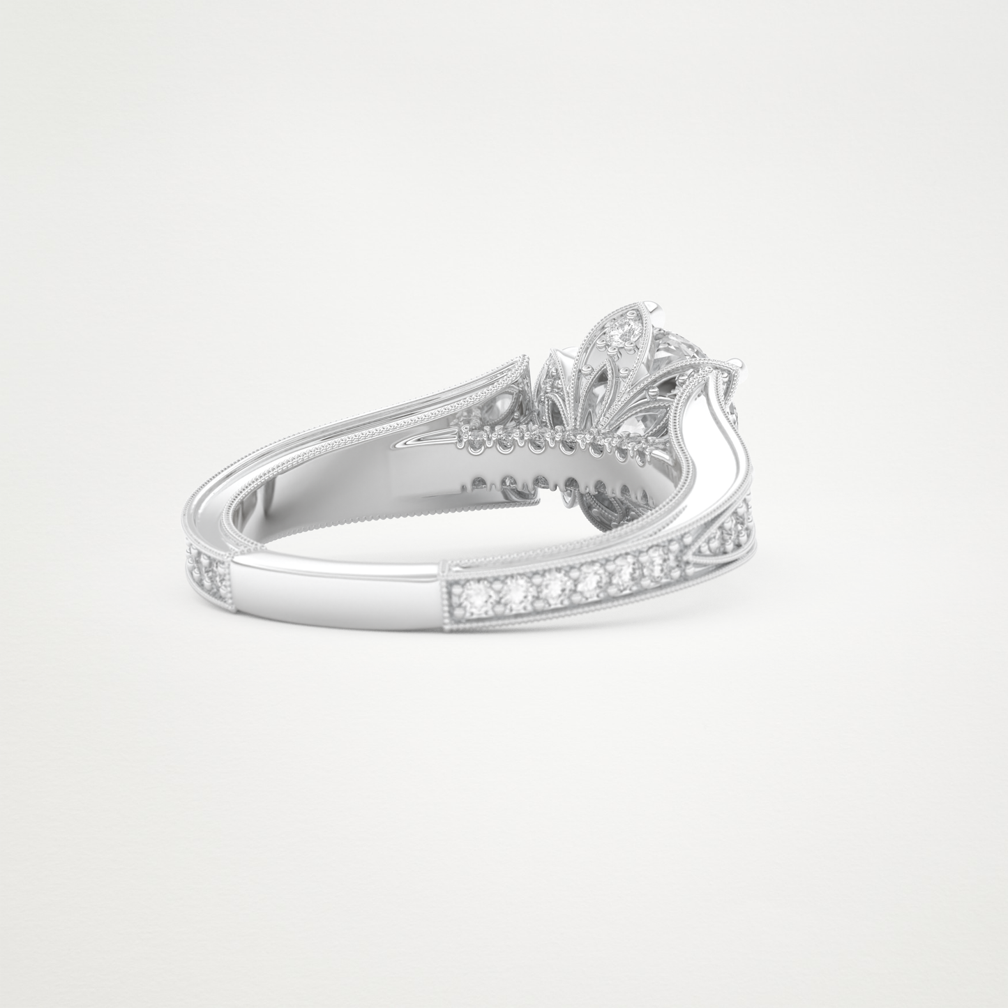 Round Pave Lab Grown Diamond Engagement Ring