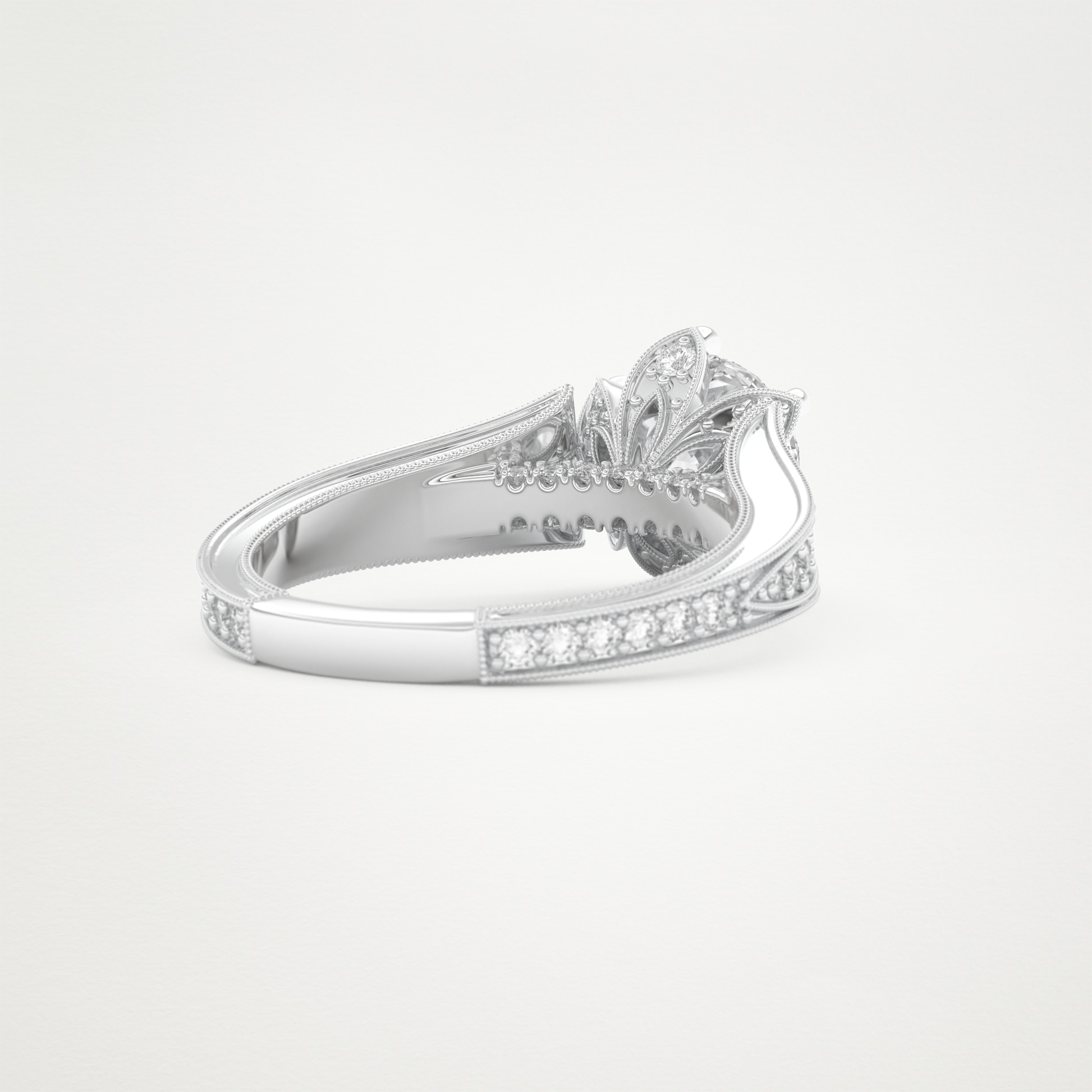 Round Pave Lab Grown Diamond Engagement Ring