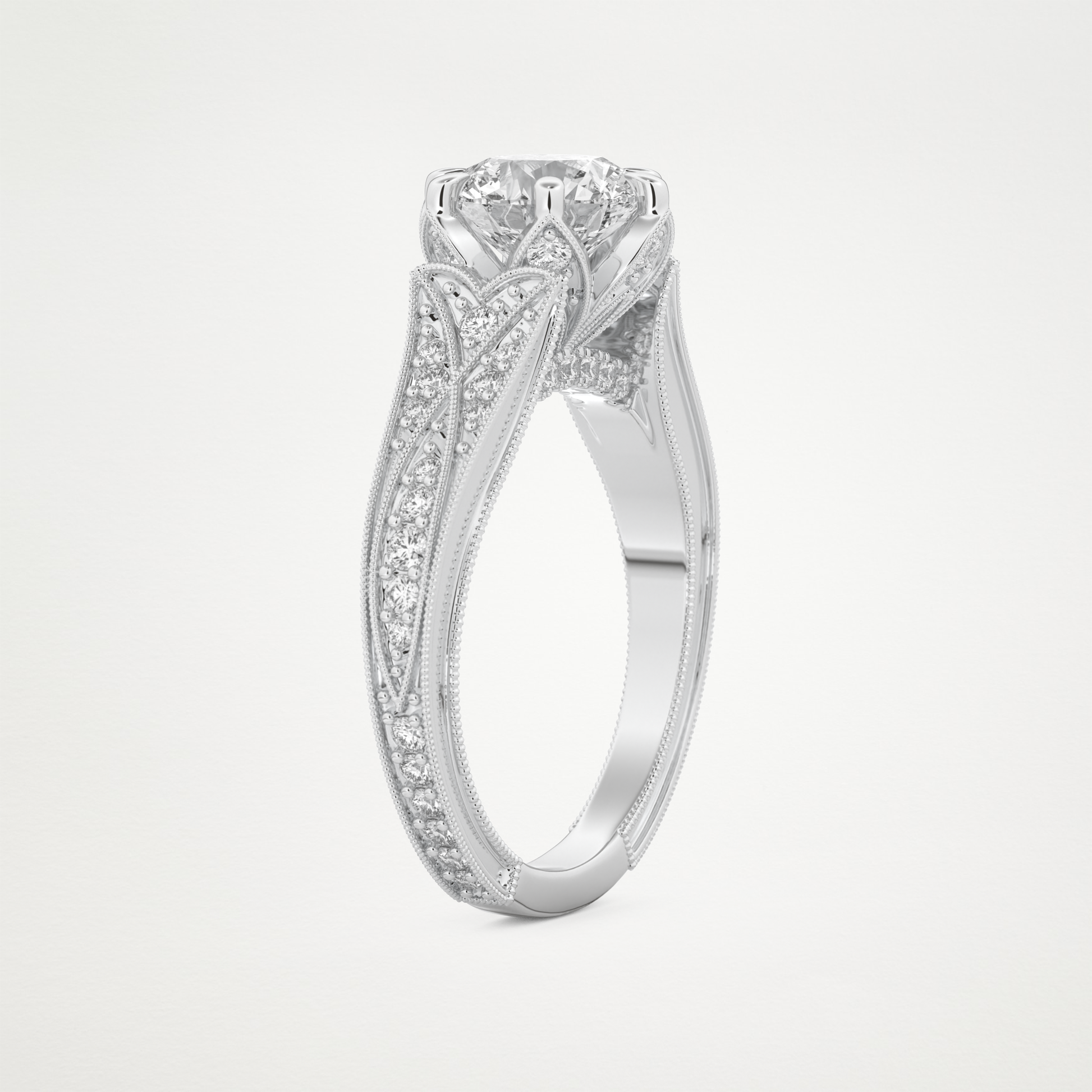 Round Pave Lab Grown Diamond Engagement Ring